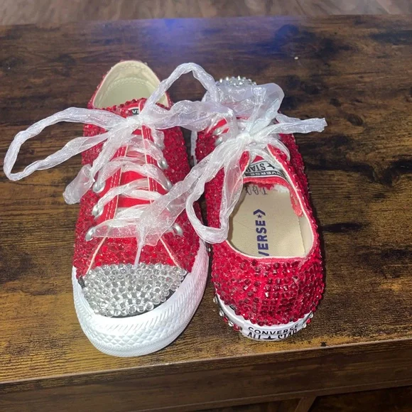 custom made red blinged-out converse - Picture 6 of 9